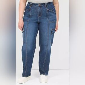 Lane Bryant Women's Straight Leg Mid-Rise Cargo Jeans-Size 26